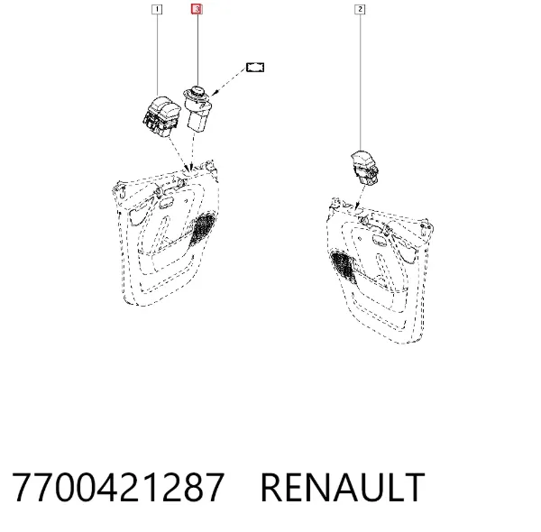 Módulo de espejos retrovisores en la puerta 7700421287 Renault (RVI)