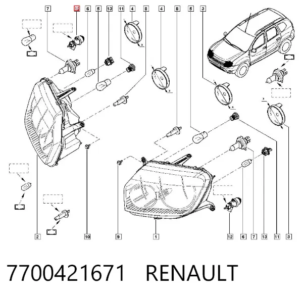 Motor regulador de faros 7700421671 Renault (RVI)