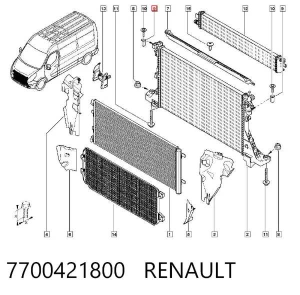 Soporte superior del radiador 7700421800 Renault (RVI)
