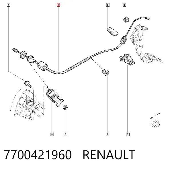Cable de embrague 7700421960 Renault (RVI)