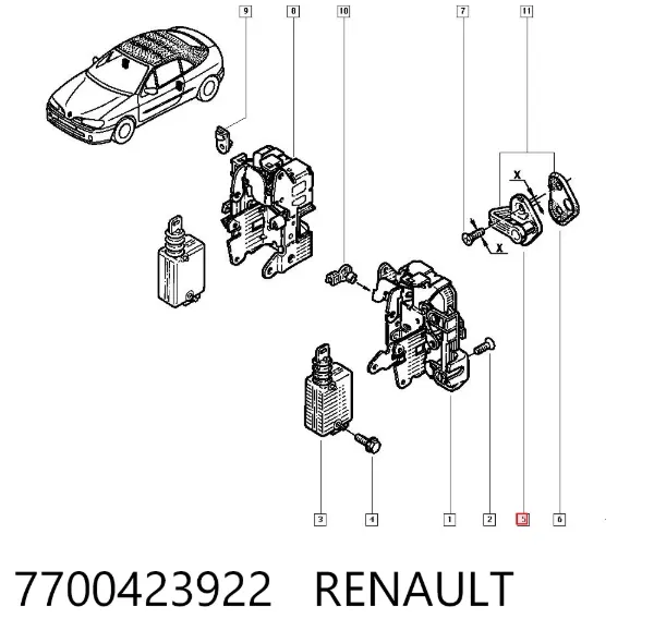 Pieza de cierre de puerta delantera 7700423922 Renault (RVI)