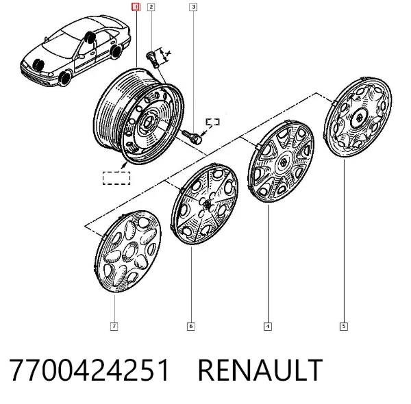 Llantas de acero (Estampado) 7700424251 Renault (RVI)