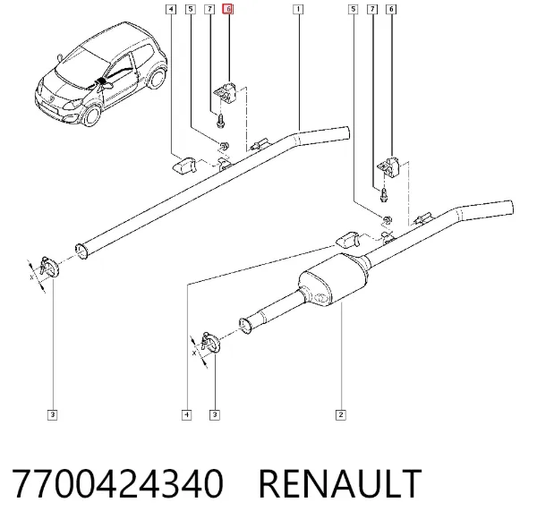 Soporte escape 7700424340 Renault (RVI)