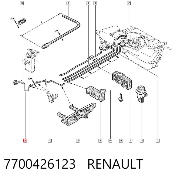 Tubo de ventilación del tanque de combustible 7700426123 Renault (RVI)