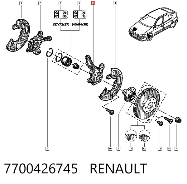Mangueta delantera izquierda 7700426745 Renault (RVI)