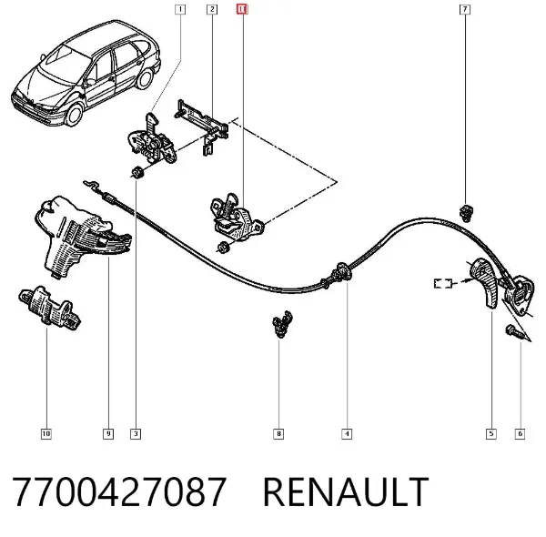 Cerradura de capó 7700427087 Renault (RVI)