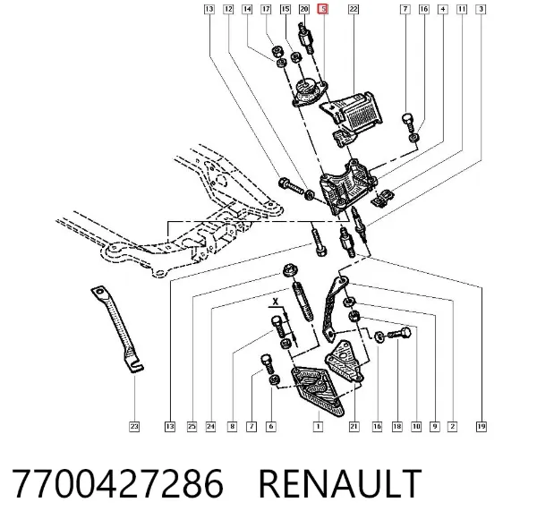 Soporte izquierdo del motor 7700427286 Renault (RVI)