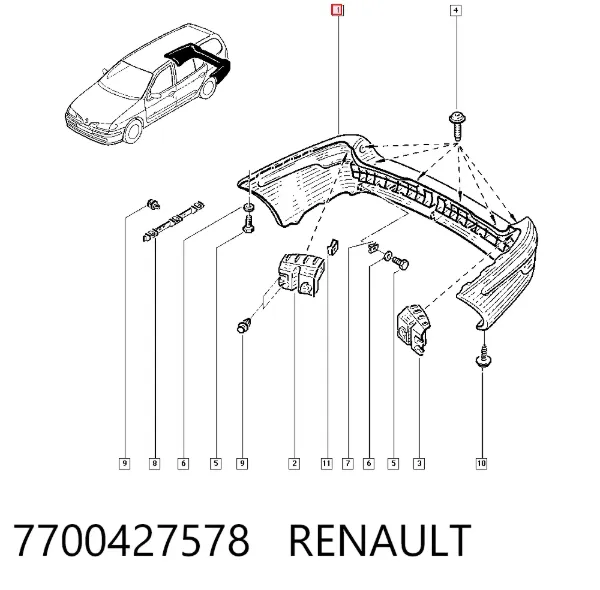 Parachoques trasero Renault Megane I
