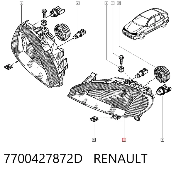 Faro izquierdo 7700427872D Renault (RVI)