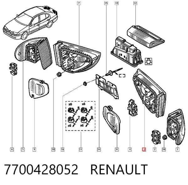 Piloto trasero interior izquierdo 7700428052 Renault (RVI)