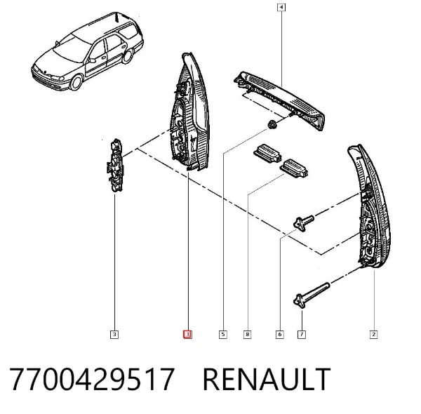 Piloto trasero derecho 7700429517 Renault (RVI)