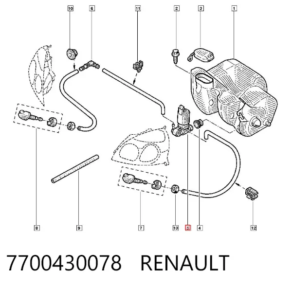 Bomba de agua limpiaparabrisas, delantera 7700430078 Renault (RVI)