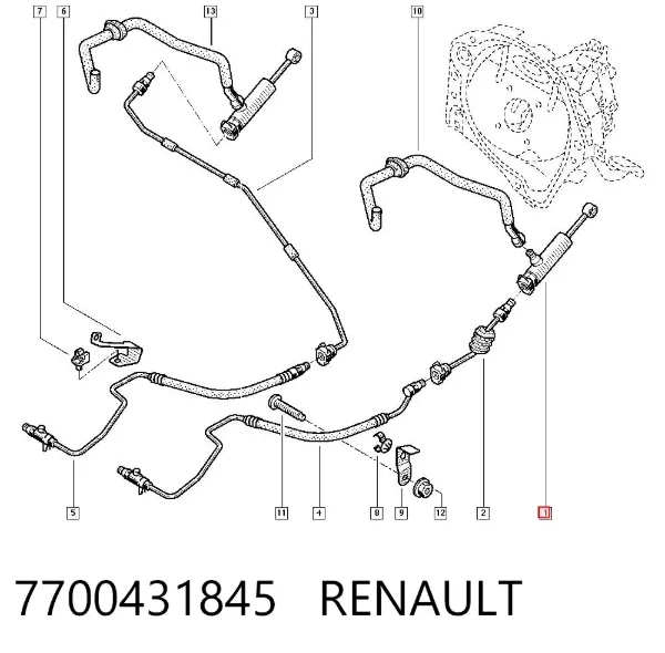 Cilindro maestro de embrague 7700431845 Renault (RVI)