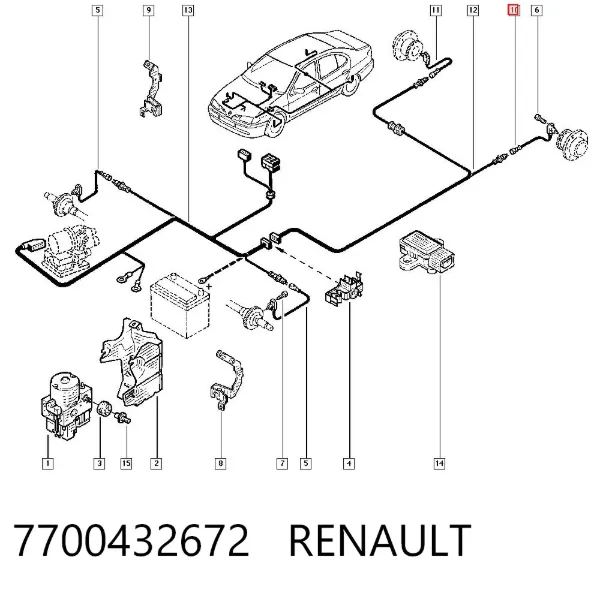 Sensor ABS trasero izquierdo 7700432672 Renault (RVI)