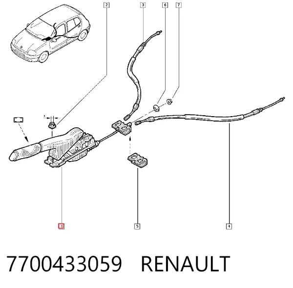 Palanca de freno de mano 7700433059 Renault (RVI)
