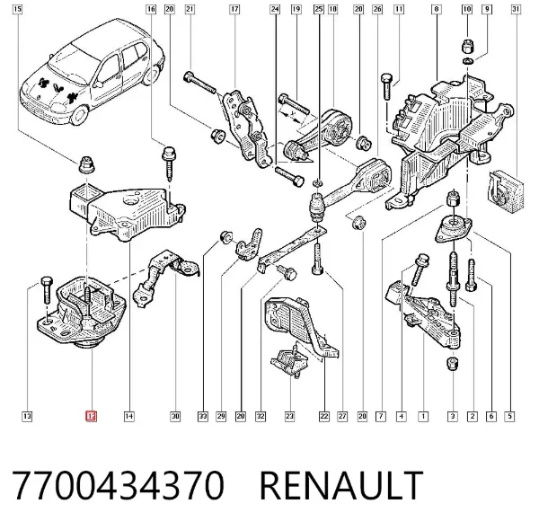 Soporte de motor delantero 7700434370 Renault (RVI)