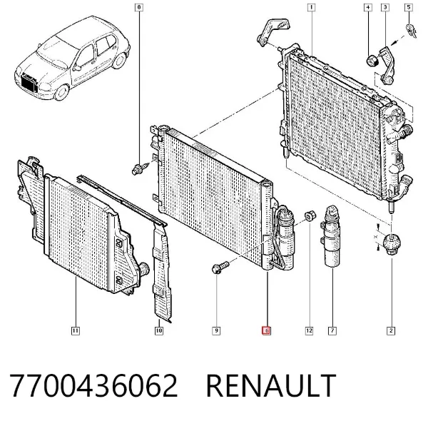 Condensador aire acondicionado 7700436062 Renault (RVI)