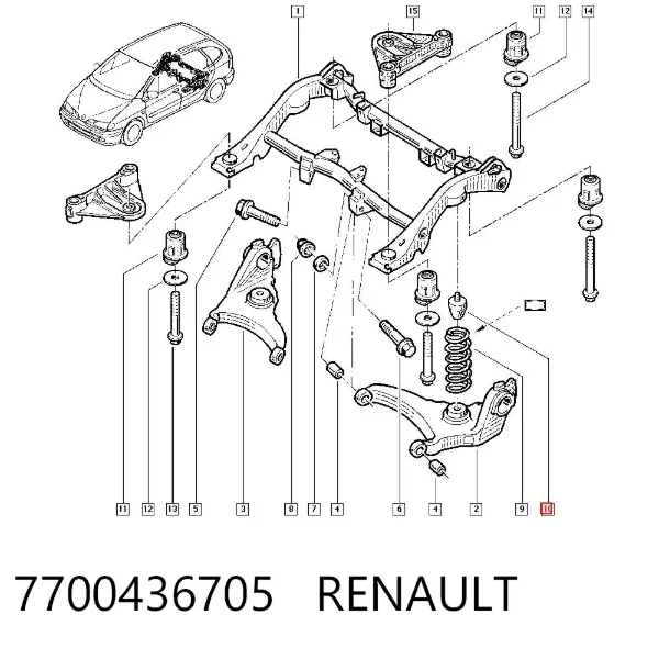 Tope de muelle trasero 7700436705 Renault (RVI)