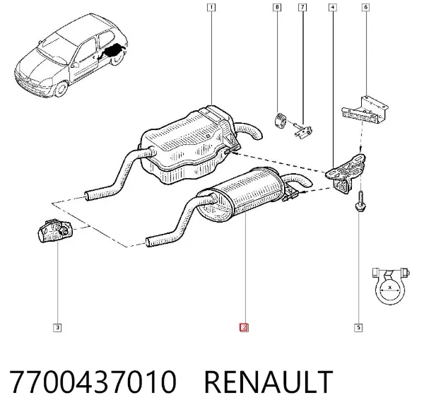 Silenciador trasero 7700437010 Renault (RVI)