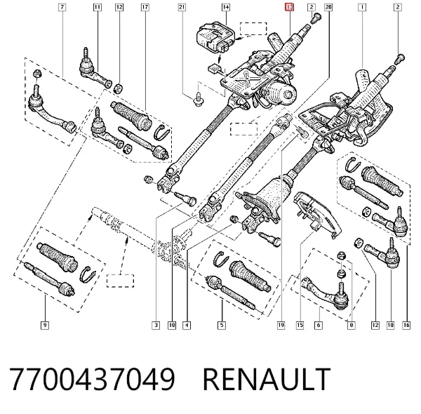 Columna dirección 7700437049 Renault (RVI)