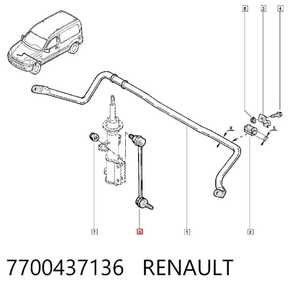 Bieleta estabilizadora delantera 7700437136 Renault (RVI)