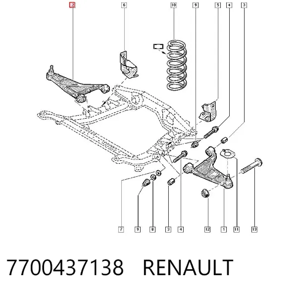 Brazo inferior derecho de la suspensión delantera 7700437138 Renault (RVI)