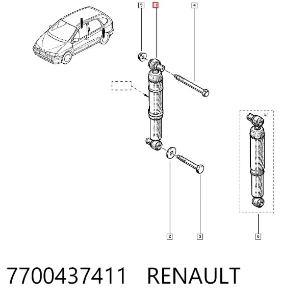 Amortiguador trasero 7700437411 Renault (RVI)