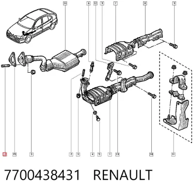 Perno (espárrago) del colector de escape RENAULT 7700438431