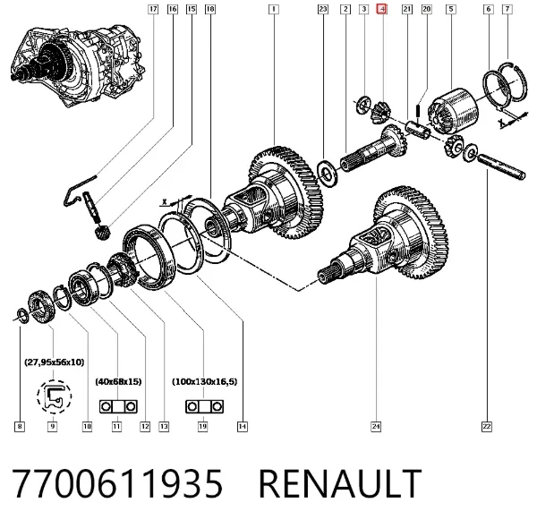 Satélite del diferencial 7700611935 Renault (RVI)
