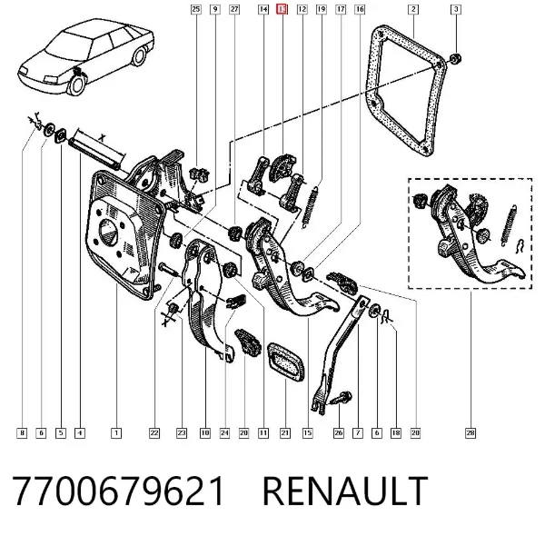 Juego de reparación del sector del accionamiento del embrague 7700679621 Renault (RVI)