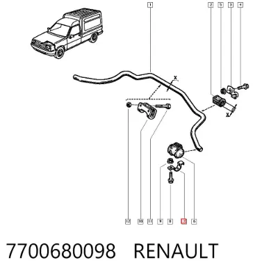 Abrazadera de la bieleta estabilizadora delantera RENAULT 7700680098
