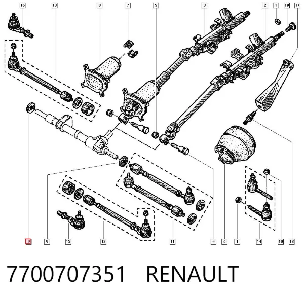 Juego de reparación de perno de ballesta 7700707351 Renault (RVI)