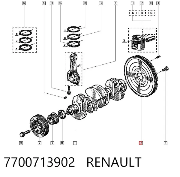 Volante motor 7700713902 Renault (RVI)