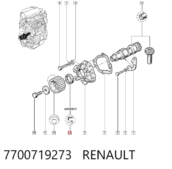 Retén de cigüeñal frontal 7700719273 Renault (RVI)