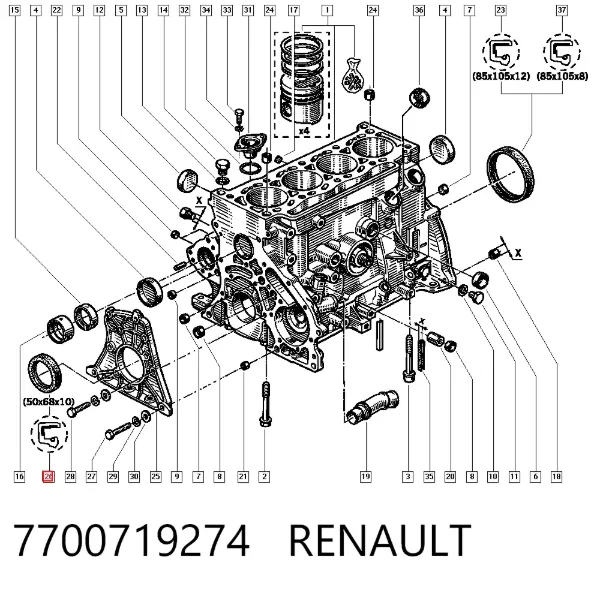 Retén de cigüeñal frontal Renault 11 5 dr