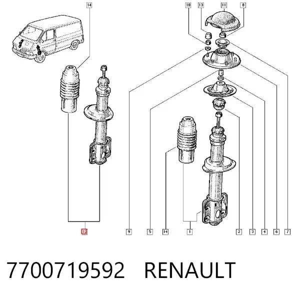 Amortiguador delantero derecho 7700719592 Renault (RVI)