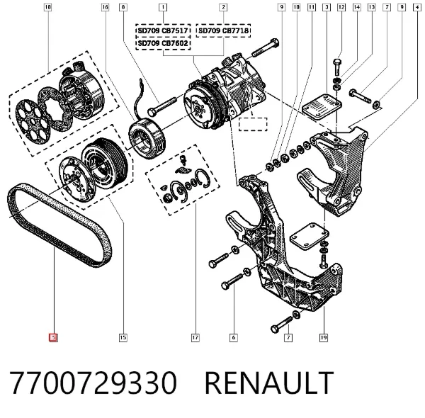 Correa de alternador 7700729330 Renault (RVI)