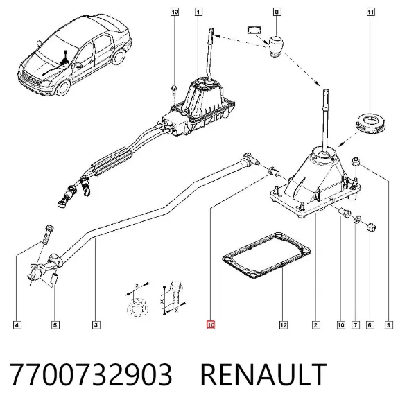 Casquillo palanca cambio 7700732903 Renault (RVI)