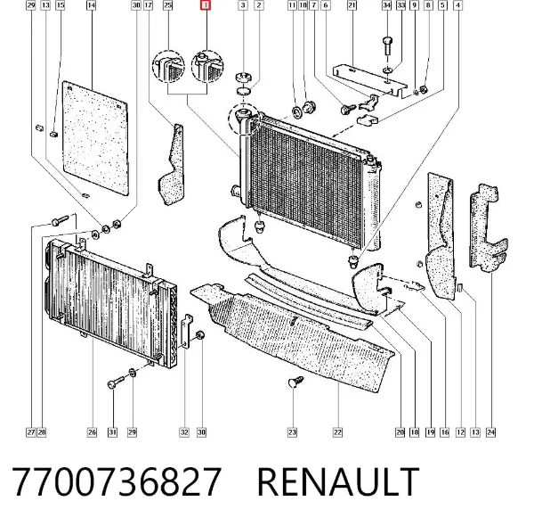 Radiador 7700736827 Renault (RVI)