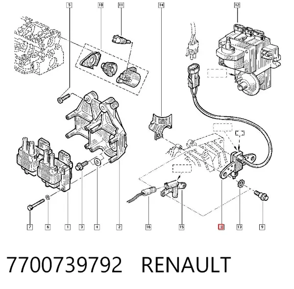 Sensor de cigüeñal 7700739792 Renault (RVI)