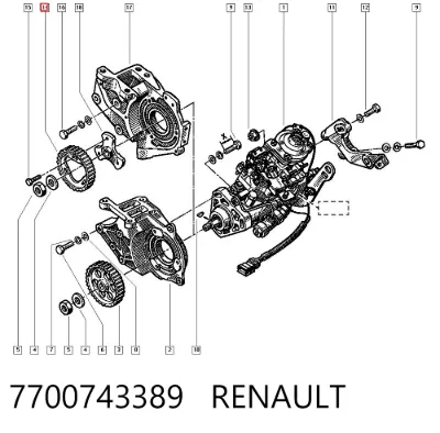 Engranaje de estrella, bomba de inyección RENAULT 7700743389