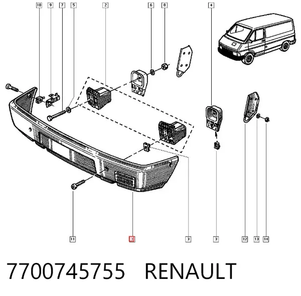 Paragolpes 7700745755 Renault (RVI)