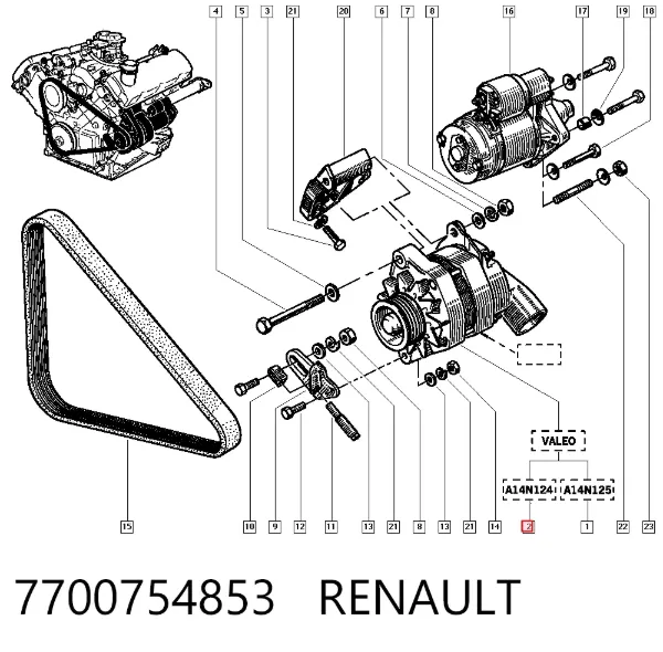 Alternador 7700754853 Renault (RVI)