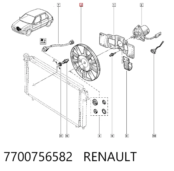 Motor ventilador del radiador 7700756582 Renault (RVI)