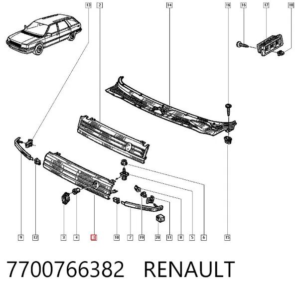 Parrilla 7700766382 Renault (RVI)