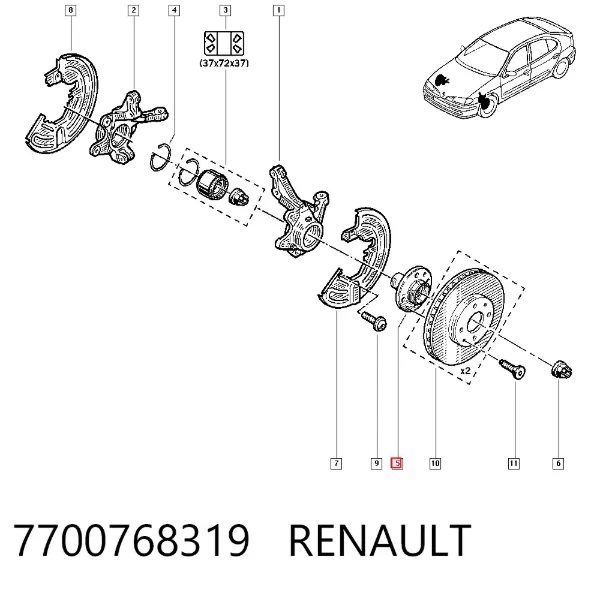 Buje de rueda delantero 7700768319 Renault (RVI)