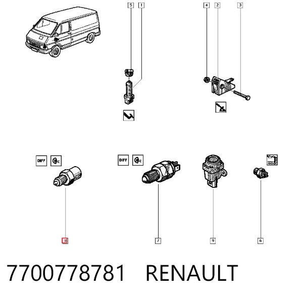 Sensor de marcha atrás 7700778781 Renault (RVI)