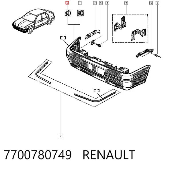 Paragolpes 7700780749 Renault (RVI)