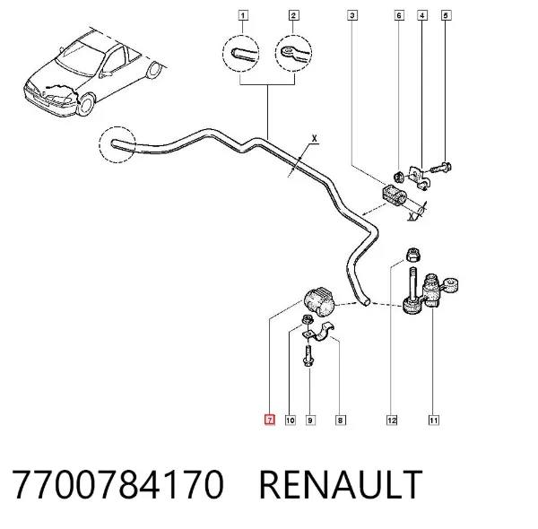 Buje estabilizador delantero exterior 7700784170 Renault (RVI)