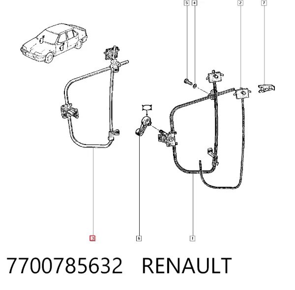 Mecanismo de elevalunas delantero derecha Renault 19 II